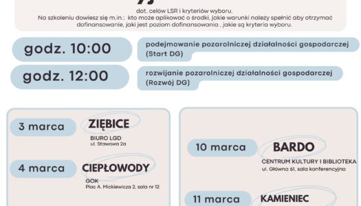 Spotkania informacyjno – szkoleniowe dot. celów LSR i kryteriów wyboru – QWSI